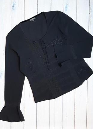 💥1+1=3 стильная черная блуза блузка вышиванка и кружевом street one, размер 46-482 фото