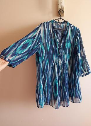 Красивая яркая шифоновая блуза, блузка, туника с декором в синих тонах peruna, р. 182 фото