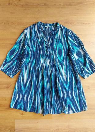 Красивая яркая шифоновая блуза, блузка, туника с декором в синих тонах peruna, р. 185 фото