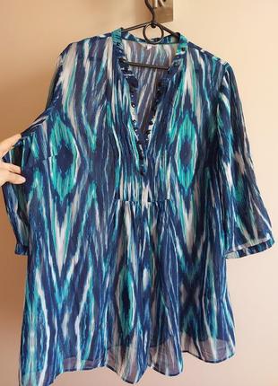 Красивая яркая шифоновая блуза, блузка, туника с декором в синих тонах peruna, р. 183 фото