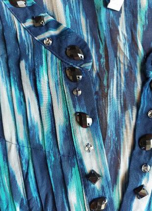 Красивая яркая шифоновая блуза, блузка, туника с декором в синих тонах peruna, р. 187 фото