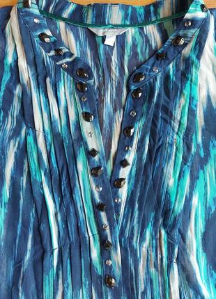 Красивая яркая шифоновая блуза, блузка, туника с декором в синих тонах peruna, р. 186 фото