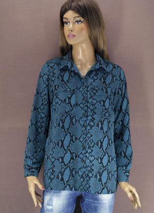 Брендовая блузка, рубашка "new look" со змеиным принтом. размер uk10/eur38.6 фото