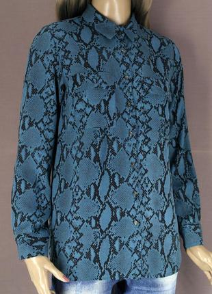 Брендовая блузка, рубашка "new look" со змеиным принтом. размер uk10/eur38.8 фото