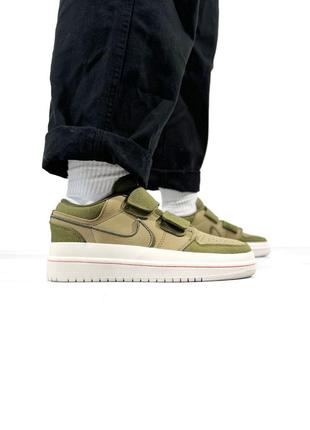 Nike air jordan 1r double strap khaki white.2 фото