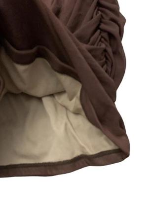 Сукня коричнева сітка драпіровка, відкриті плечі, рукава, облягаюче за коліна9 фото