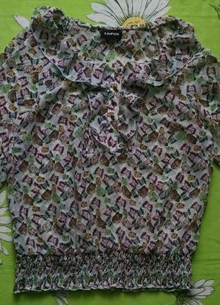 Яркая,фирменная блуза в бабочки 44-46 р3 фото