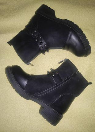 Ботинки женские черные экозамш