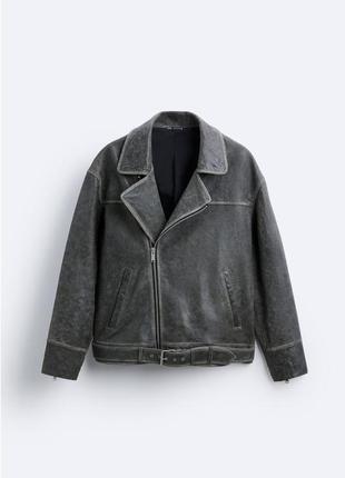 Косуха из натуральной кожи с винтажным эффектом zara &lt;unk&gt; 4720/300 🖇️ в наличии размер м8 фото