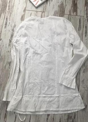 Шикарная белая хлопковая блуза (туника) декорирована вышивкой и бусинками.2 фото