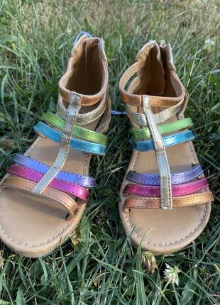 Стильные детские босоножки сандали разноцветные блестящие тапочки