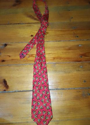 Яскрава червона краватка з бджілками, прикольний галстук3 фото