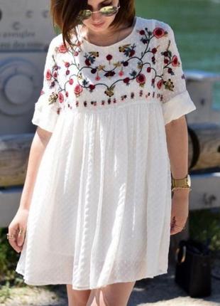 Комбінезон ромпер-плаття шорти спідниця у квітковий принт вишивка мінілітнє легке zara8 фото