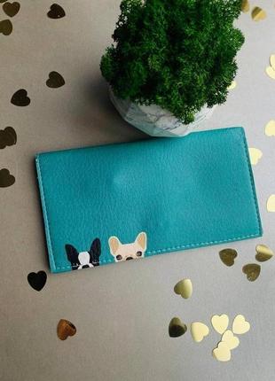 1+1=3!! кожа кошелек портмоне с печатью принт собака бульдоги