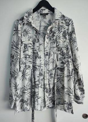 Удлиненная рубашка-платье с фиксацией на талии