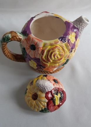 Чайник цветы обливная керамика англия6 фото