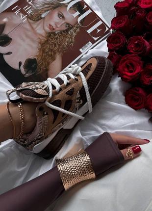 Женские кроссовки lv skate sneaker brown “snakeskin”3 фото
