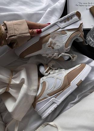 Жіночі кросівки lv skate sneaker beige white