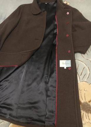 Короткое демисезонное   букле шоколад  шерстяное шерсть пальто boden6 фото