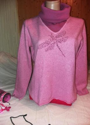 Кашемір 100%!оригінальна кофта,джемпер з прикрасою,52-56разм.