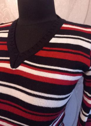 Женский свитер-пуловер 42-44-46 размер красно-черный б.у.2 фото