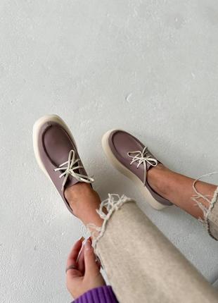Шкіряні лофери жіночі туфлі на платформі на шнурівках з натуральної шкіри4 фото
