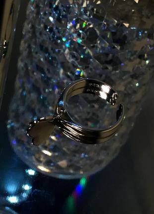 Посріблена каблучка кільце з підвісним сердечком 🤍6 фото