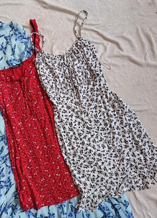 Платье сарафан летний в цветочный принт мини на бретелях с завязками новое с биркой2 фото
