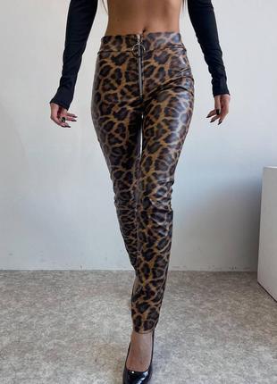 Лосіни з екошкірт в леопардовий принт9 фото