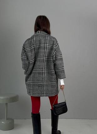 Пальто вовна сіре піджак в клітинку лапку6 фото