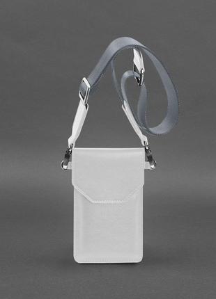 Шкіряна сумка-чохол для телефону біла2 фото