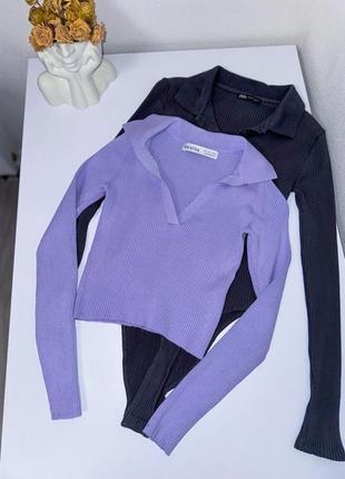 Топ з рукавами у рубчик