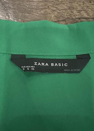 Зелена блуза шовкова zara, 100% шовк3 фото