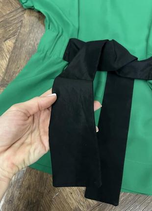 Зелена блуза шовкова zara, 100% шовк6 фото