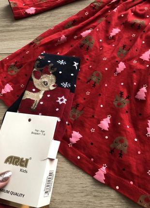 Сукня новорічне george happy 6-7 р. плаття червоне з оленями6 фото