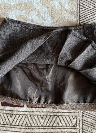 Шерстяная мини юбка с подкладкой и ажурной вставкой vintage balletcore librarycore2 фото