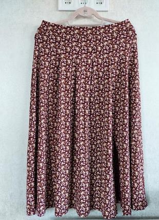 Шикарная юбка коричнево-бордовая в мелкий цветочный принт next(размер 12)4 фото