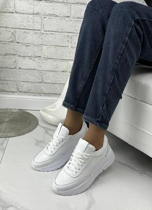 Женские кожаные кроссовки белые, стильные удобные, много цветов, размер 36-41