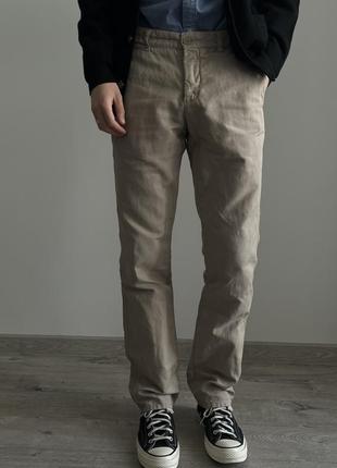 Aspesi made in italy linen pants преміум брюки штани чіноси оригінал італія дорогі льон бежеві цікаві стильні люкс7 фото