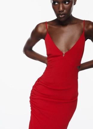Платье красное єффектное шикарное корсетного типа zara2 фото