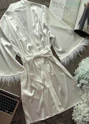 ⭐⭐⭐⭐⭐ халат шовковий з пір'ям
