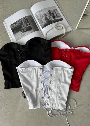 Корсет со шнуровкой из шелка и люрекса кроп топ с открытыми плечами корсет с чашками...