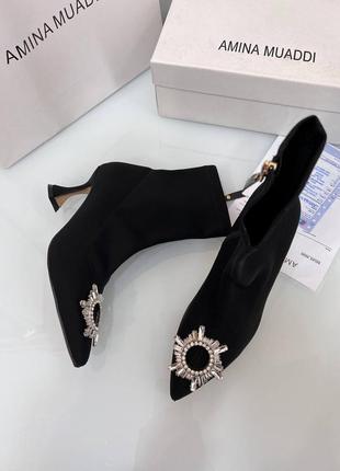 Женские черные ботильоны amina muaddi