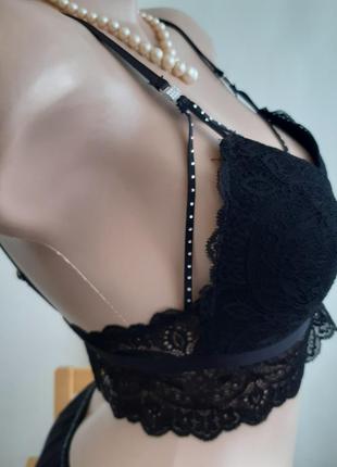 Кружевное белье бюстгальтер с треугольными чашками портупея, размер 70d