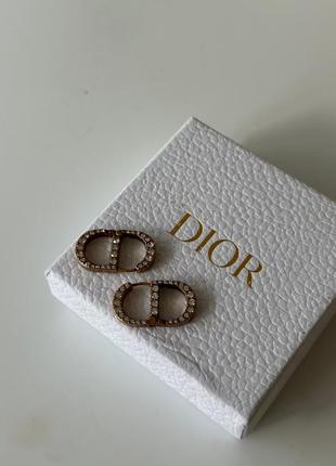 Брендовые серьги в позолоте с цирконами