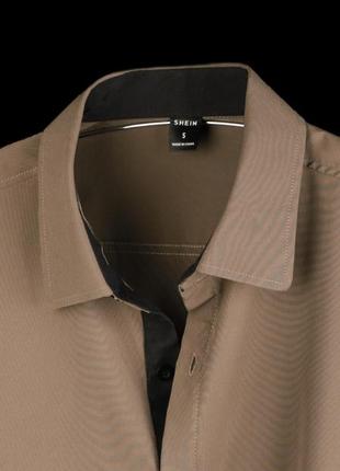 Рубашка shein хаки с черным. материал стрейч полиэстер. размер s. 15€