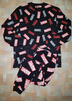 Мега теплый, пушистый комплект marvel primark пижама флис-плюш р-р m-l,xl