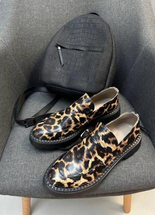 Эксклюзивные леопардовые лоферы из натуральной кожи гуси новая коллекция 20246 фото