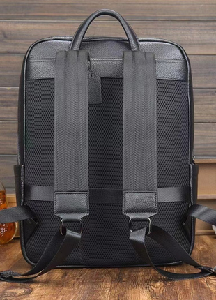 Великий чоловічий міський рюкзак із натуральної шкіри, шкіряний портфель чорний для чоловіків3 фото