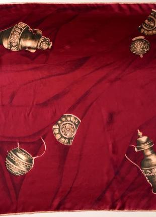 Винтажный шелковый платок с вазами платок с старинной посудой пластинок с кушнями эксклюзив редкость2 фото